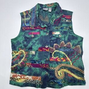Vintage Chicos size 2 Embroidered vest bohemian Artsy Funky Festival Hippie Vibe